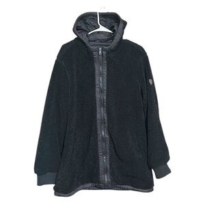 1 Madison Expedition Women's Jacket Size L Black Fuzzy Zipped Hoodie Insulated